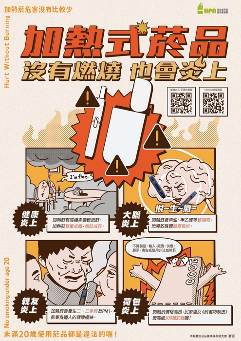 衛生福利部國民健康署製作「加熱菸危害海報」圖片